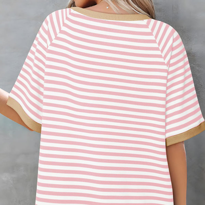 Women's Oversized T-Shirt Striped Color Block Summer Tops