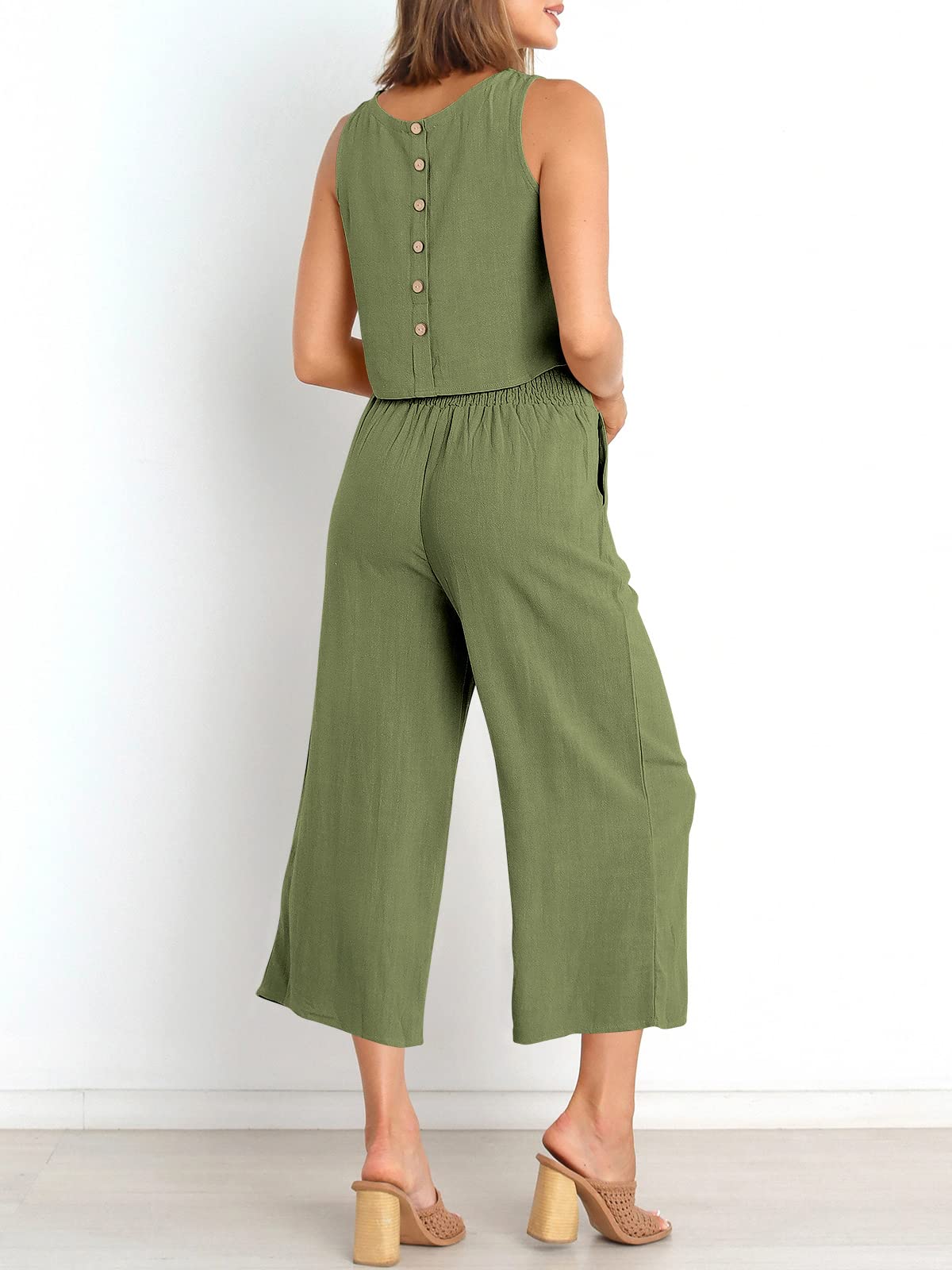 Summer 2 Piece Outfits Sleeveless Jumpsuit Lounge Beach Travel Sets