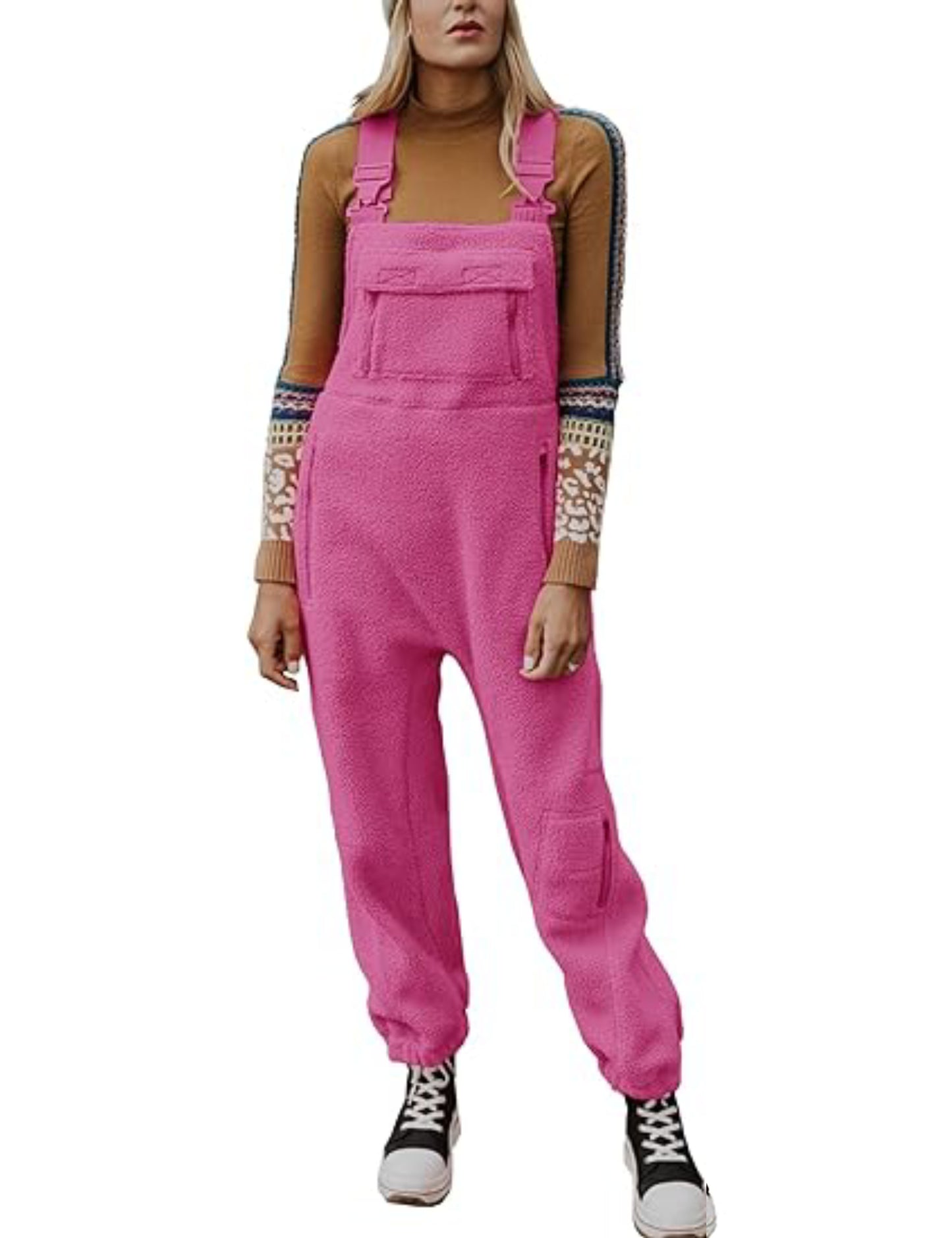 Fleece Warm Overalls Loose Casual Jumpsuits