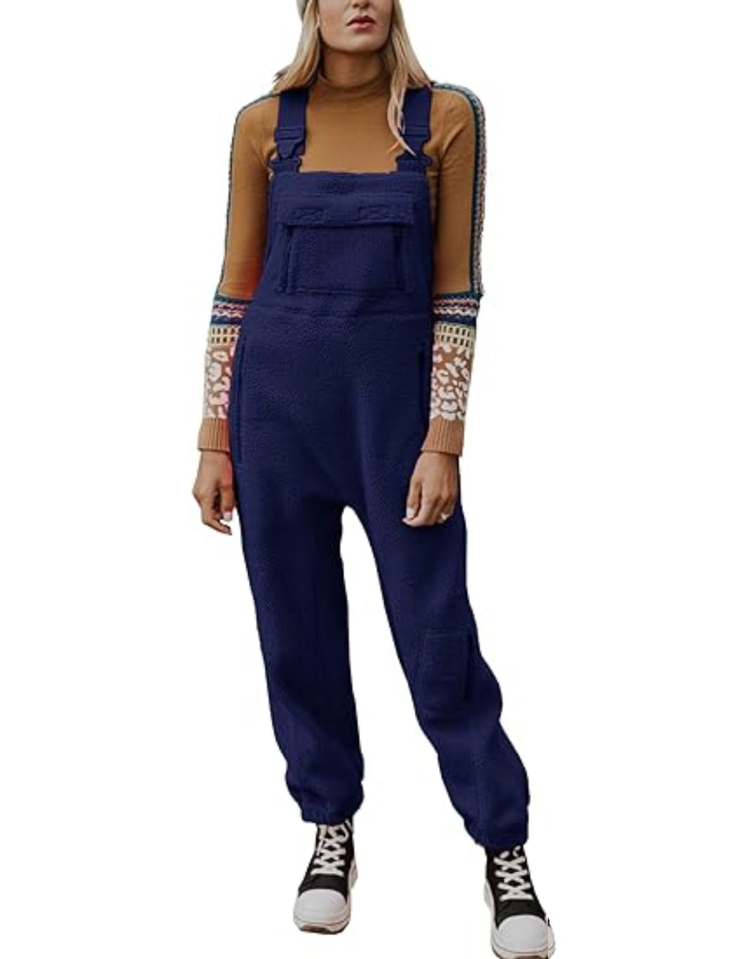 Fleece Warm Overalls Loose Casual Jumpsuits