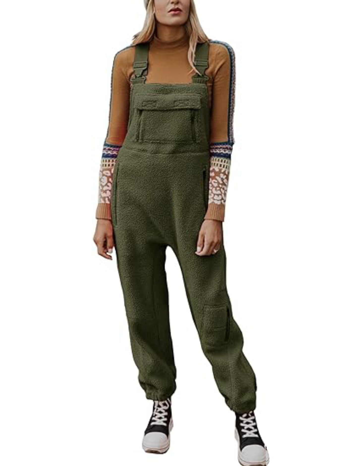 Fleece Warm Overalls Loose Casual Jumpsuits
