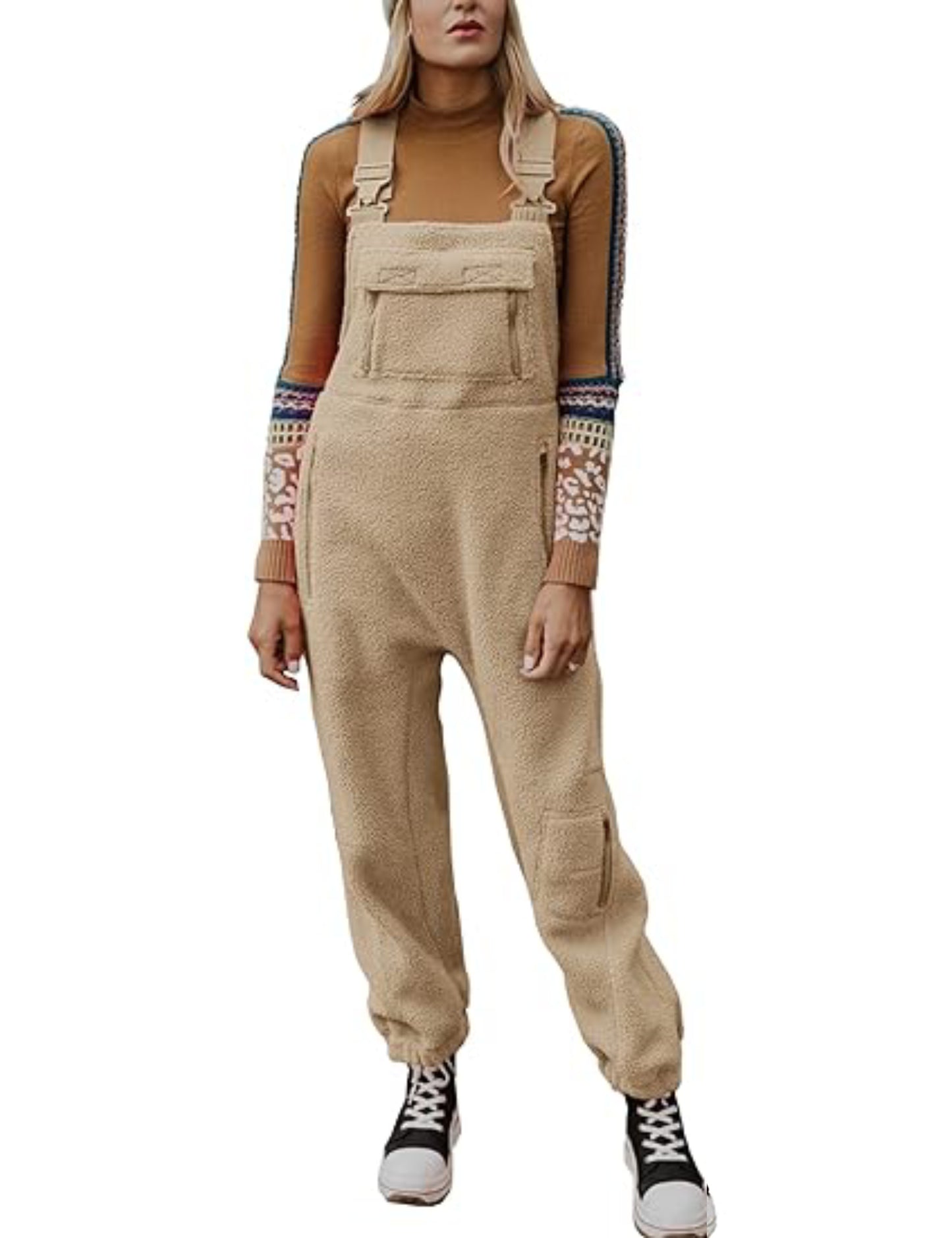 Fleece Warm Overalls Loose Casual Jumpsuits