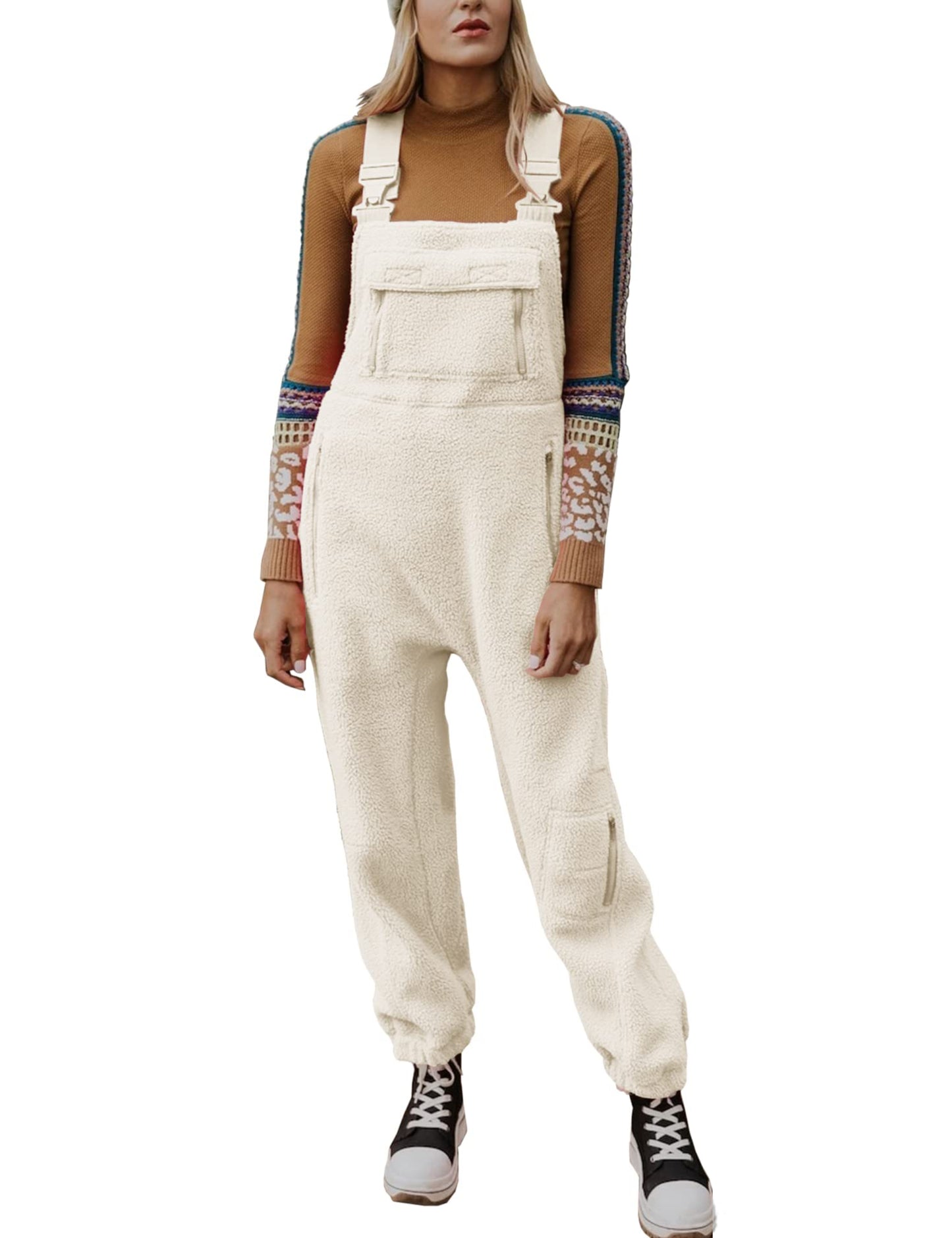 Fleece Warm Overalls Loose Casual Jumpsuits