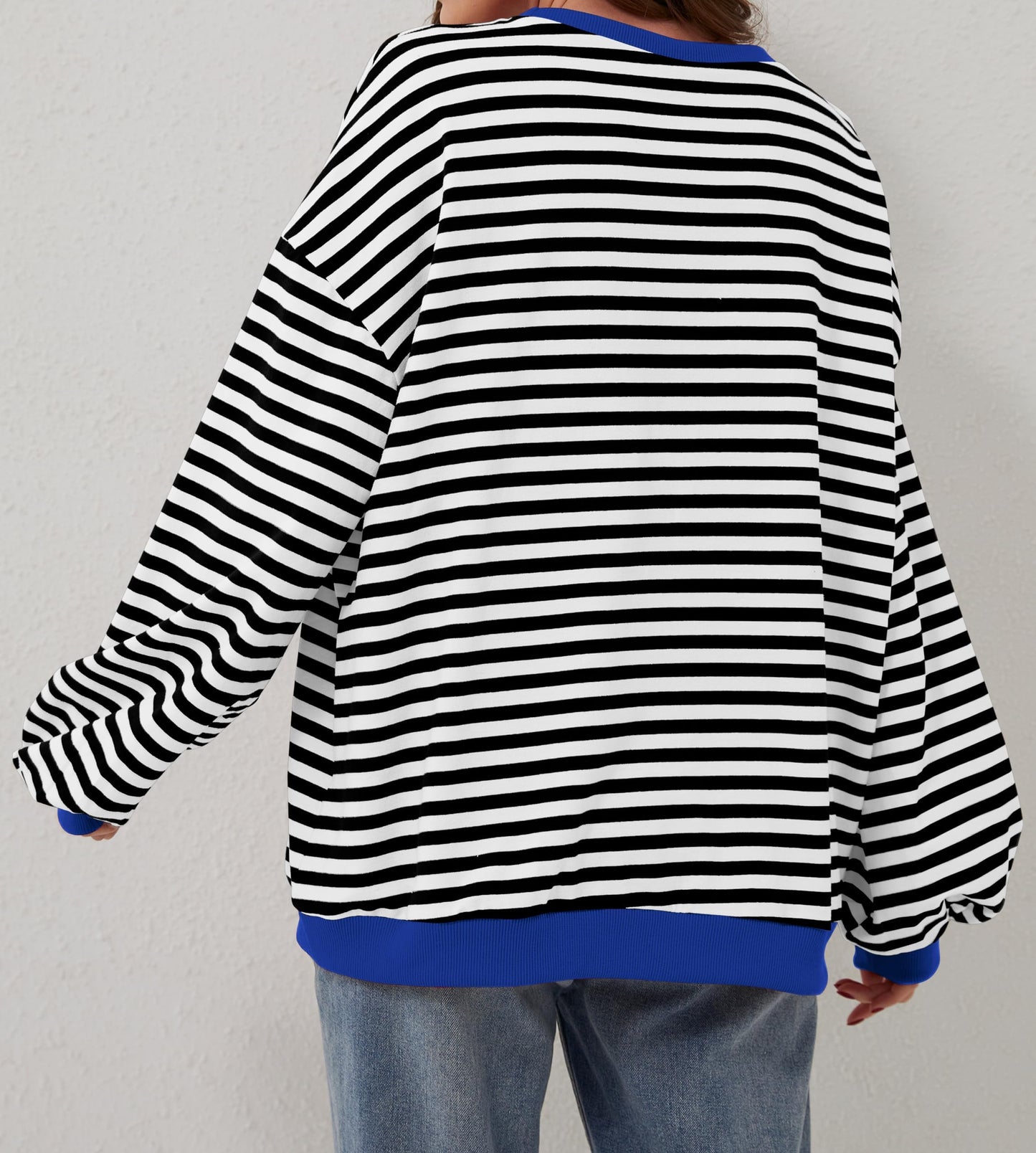 Striped Color Block Oversized Sweatshirt