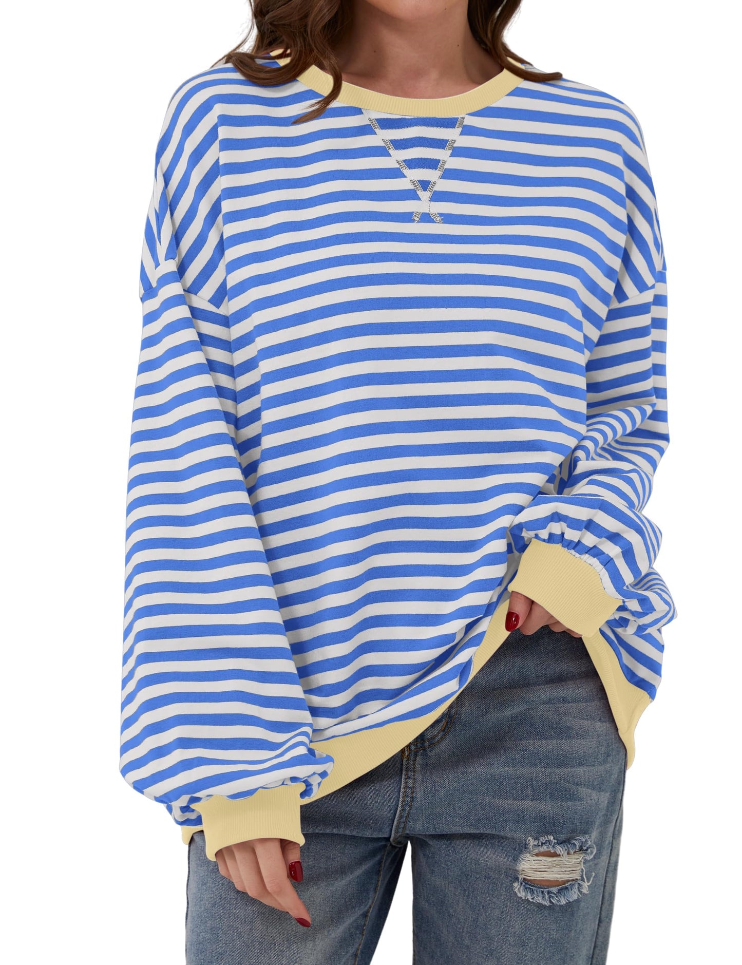 Striped Color Block Oversized Sweatshirt