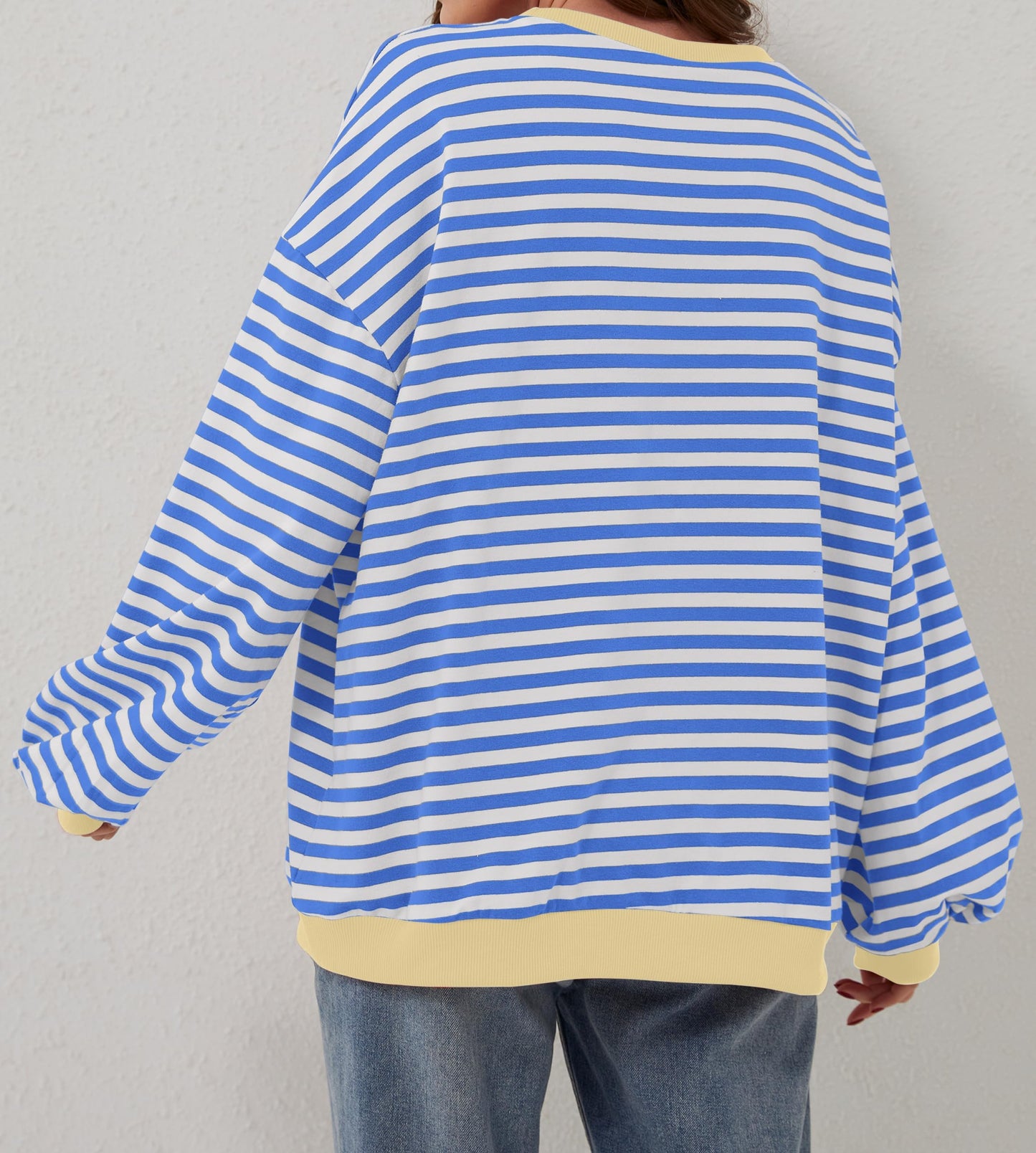Striped Color Block Oversized Sweatshirt