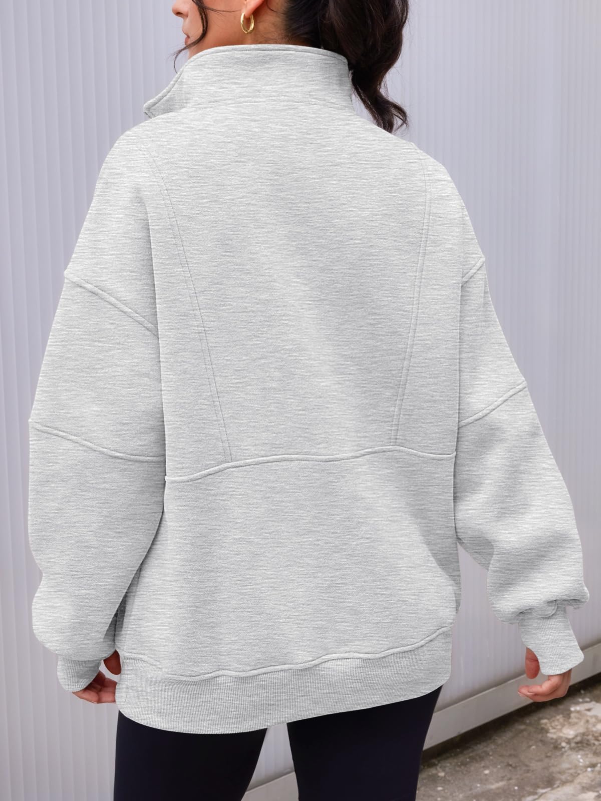 Half Zip Oversized Sweatshirt with Pockerts