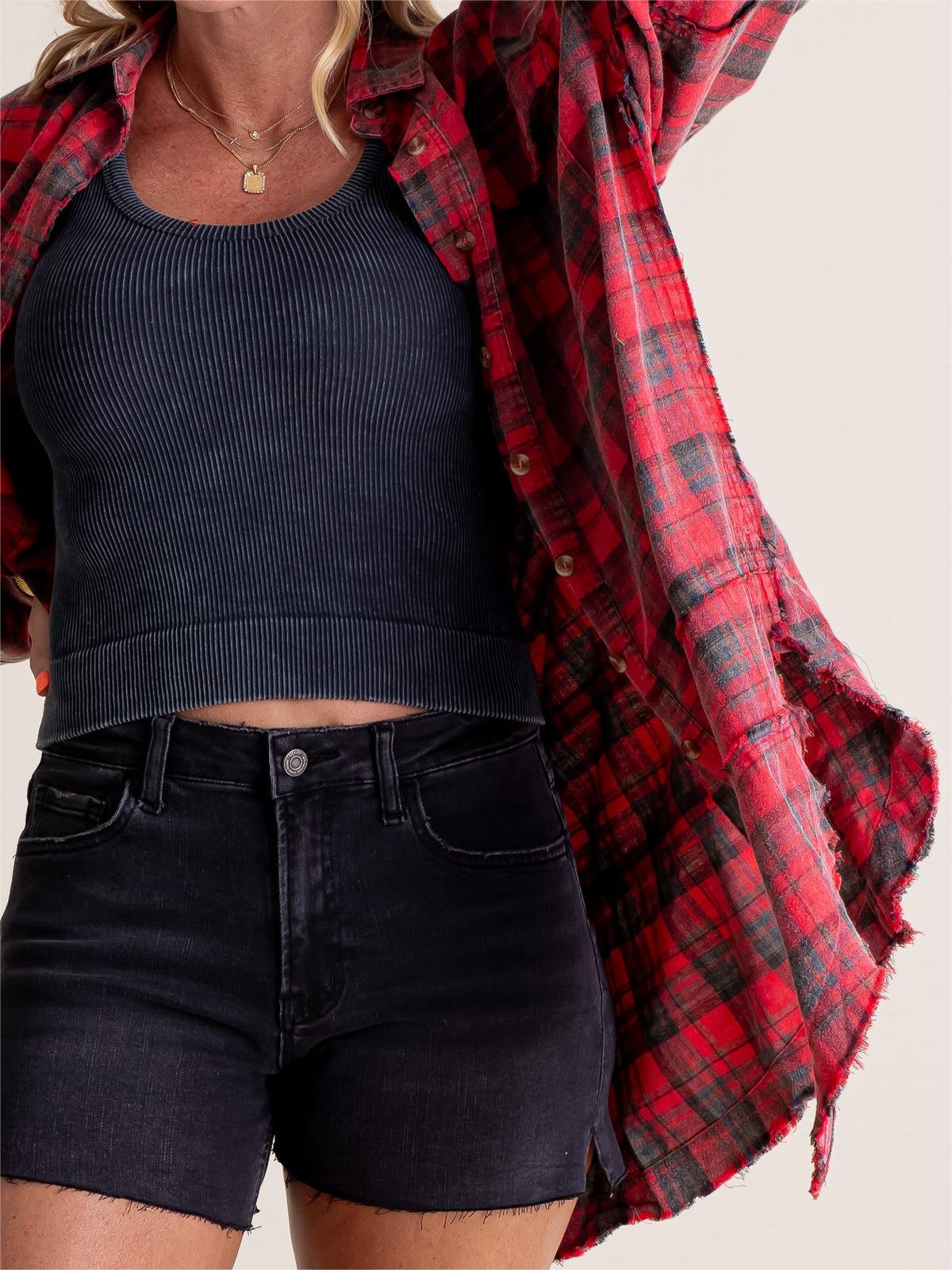 Sams Raw Edge Washed Oversized Shirt Jacket