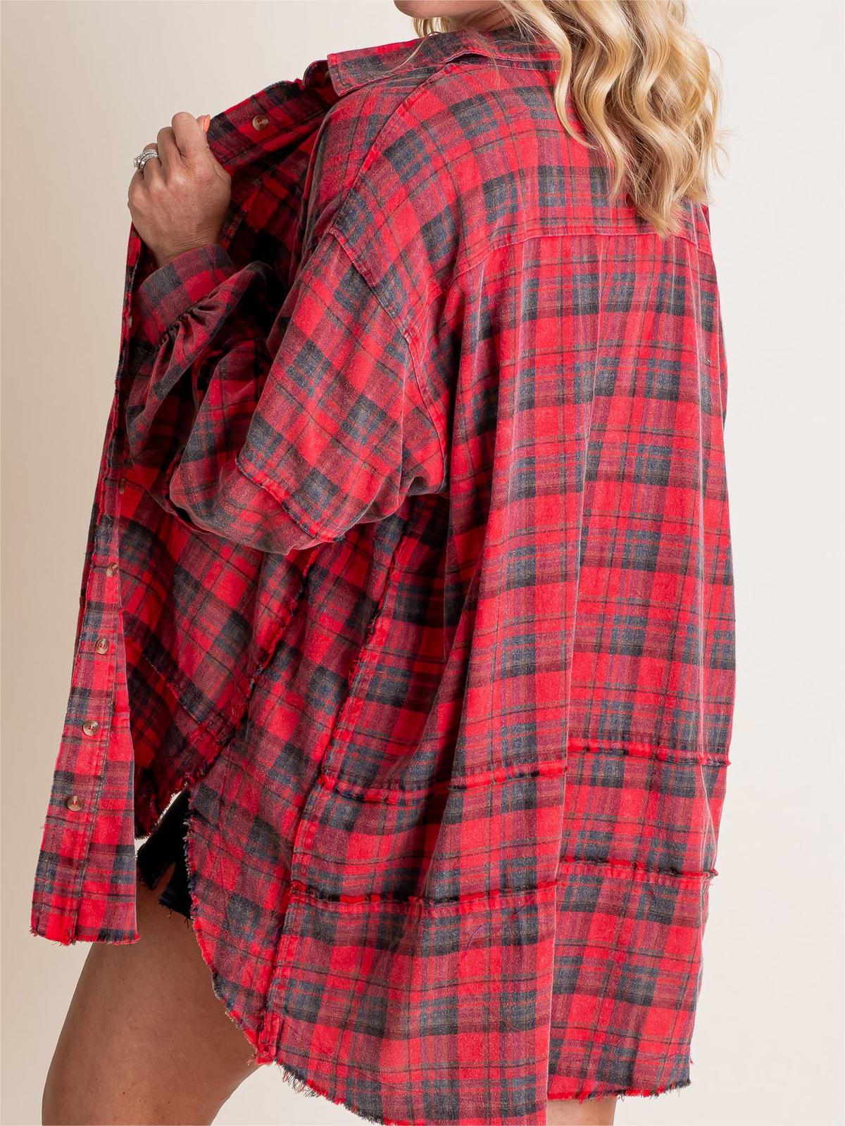 Sams Raw Edge Washed Oversized Shirt Jacket