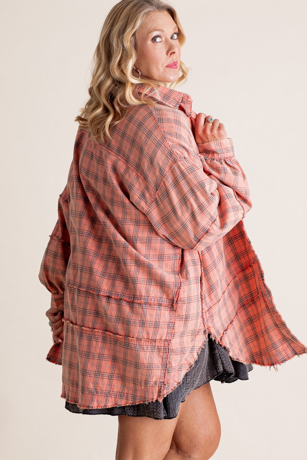 Sams Raw Edge Washed Oversized Shirt Jacket