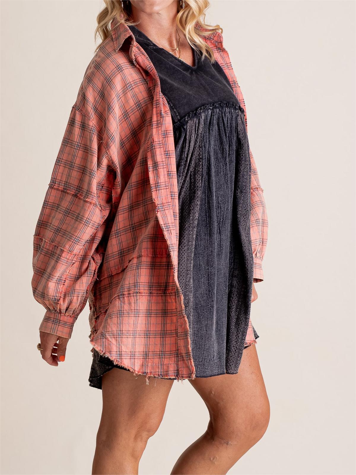 Sams Raw Edge Washed Oversized Shirt Jacket