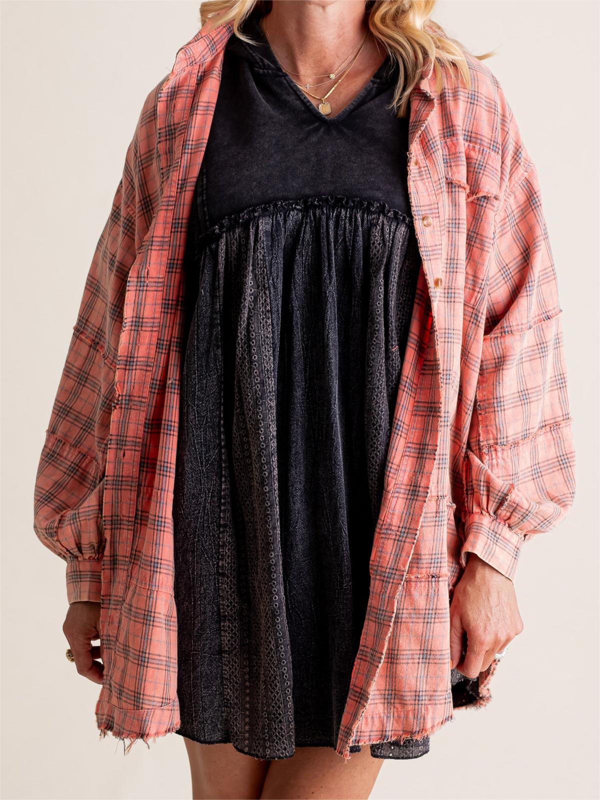 Sams Raw Edge Washed Oversized Shirt Jacket