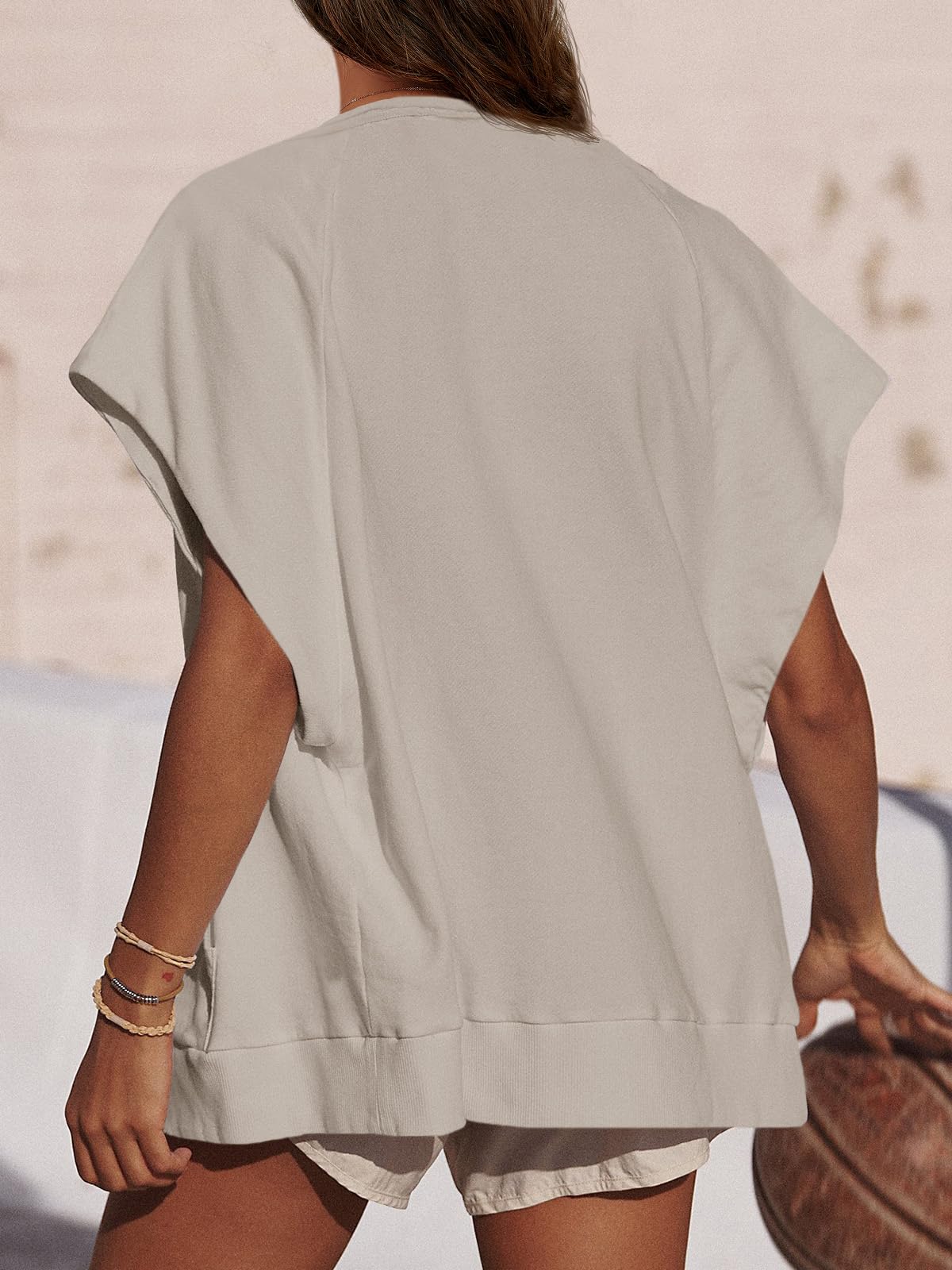 Zip Up Sleeveless Oversized Sweatshirt