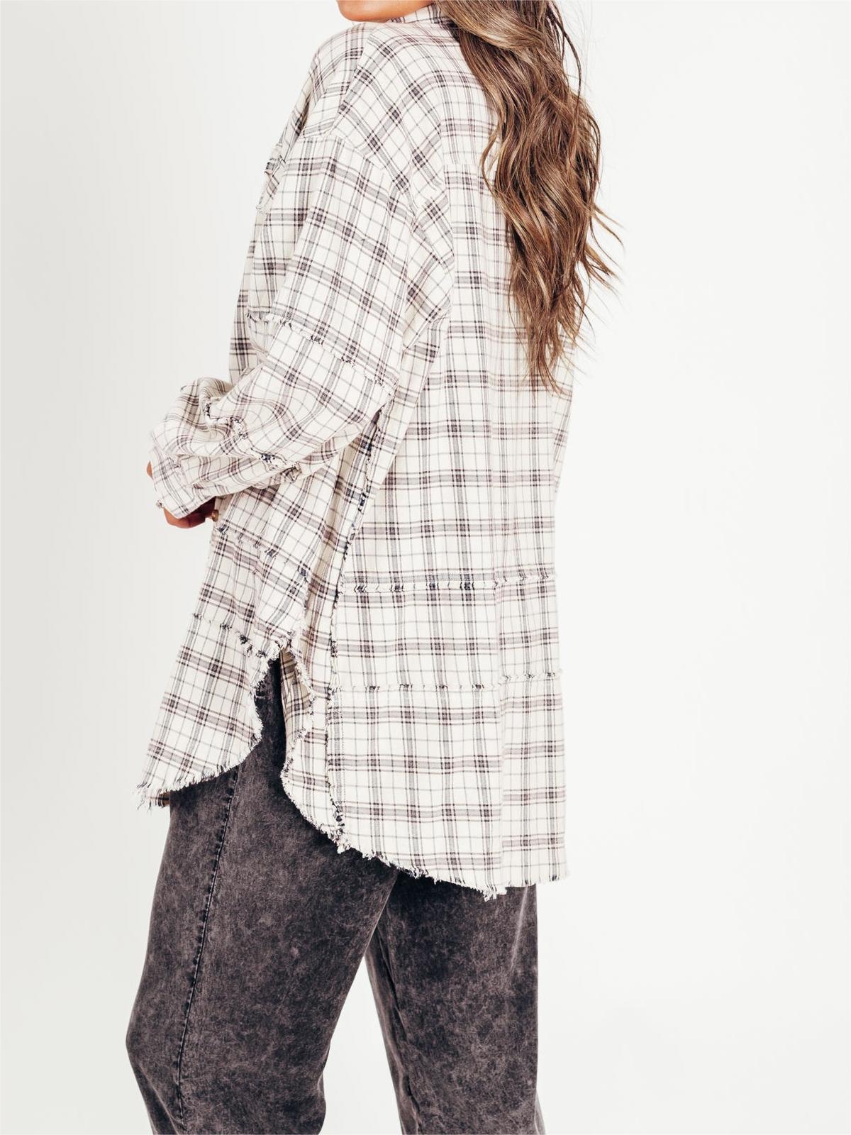 Sams Raw Edge Washed Oversized Shirt Jacket