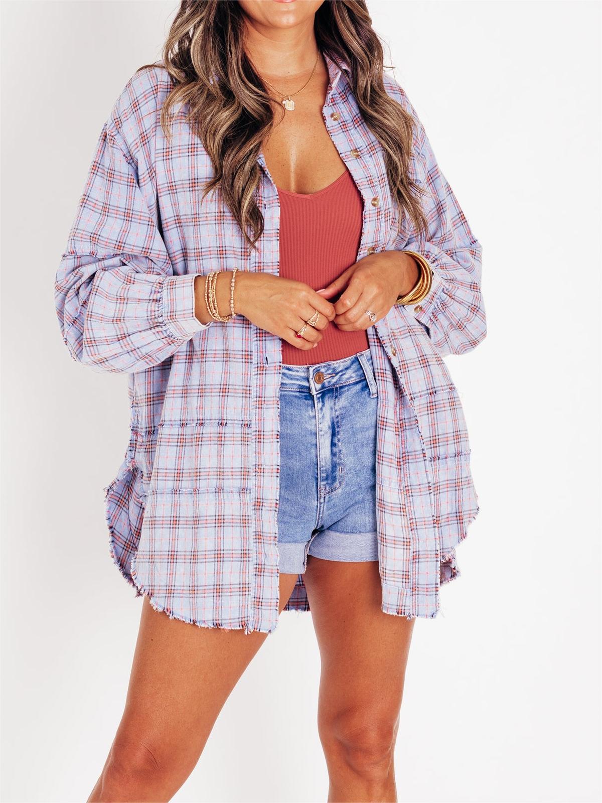 Sams Raw Edge Washed Oversized Shirt Jacket
