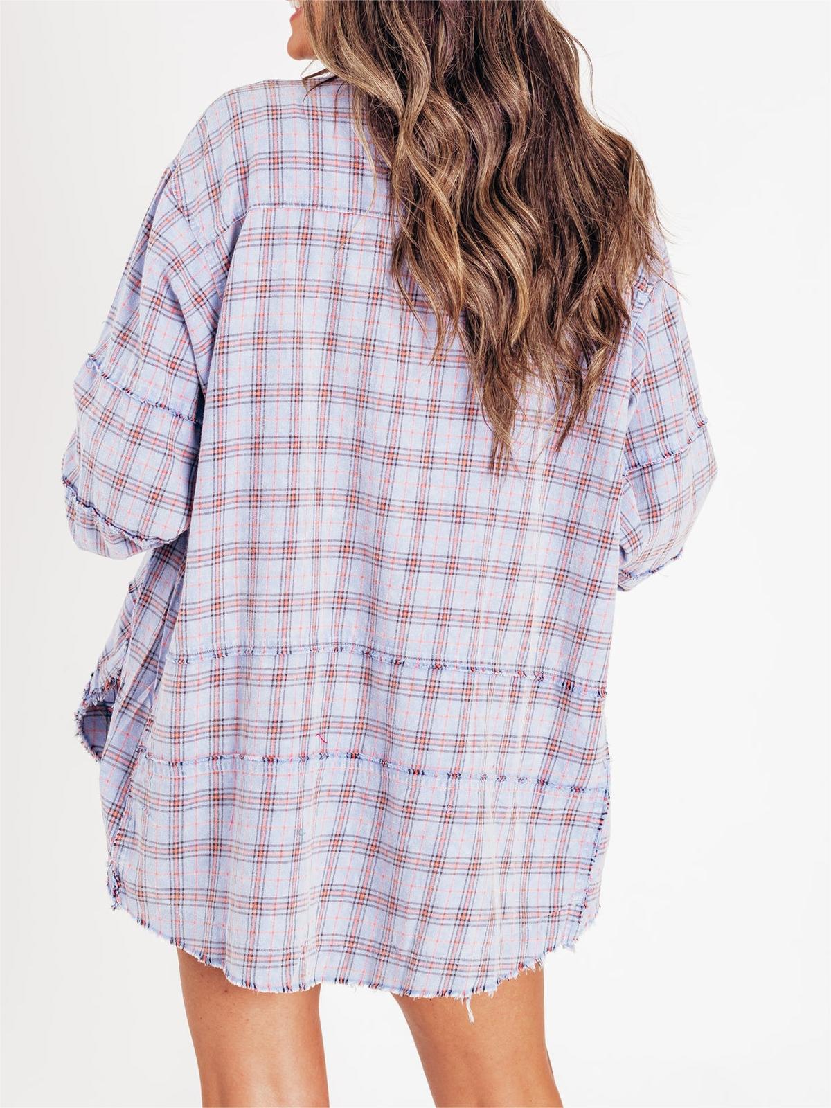 Sams Raw Edge Washed Oversized Shirt Jacket