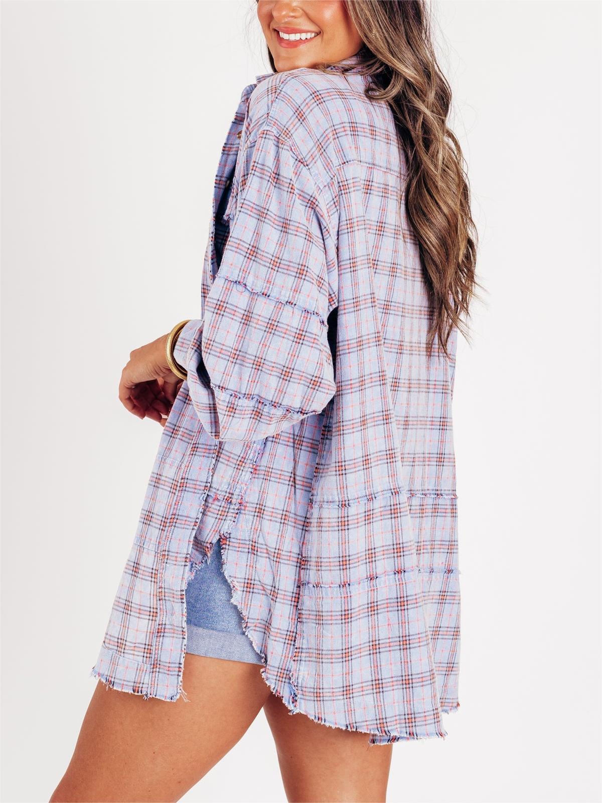 Sams Raw Edge Washed Oversized Shirt Jacket