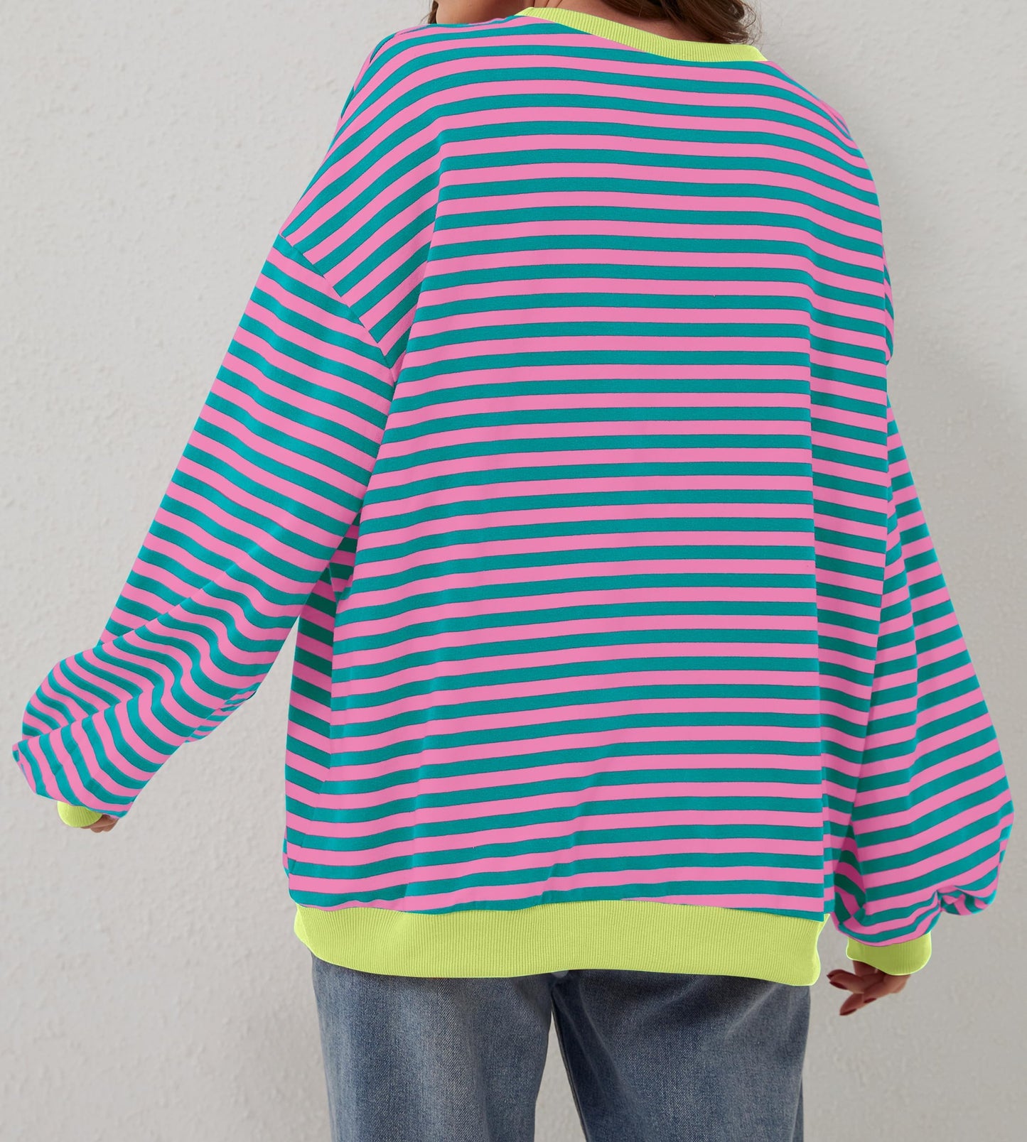 Striped Color Block Oversized Sweatshirt