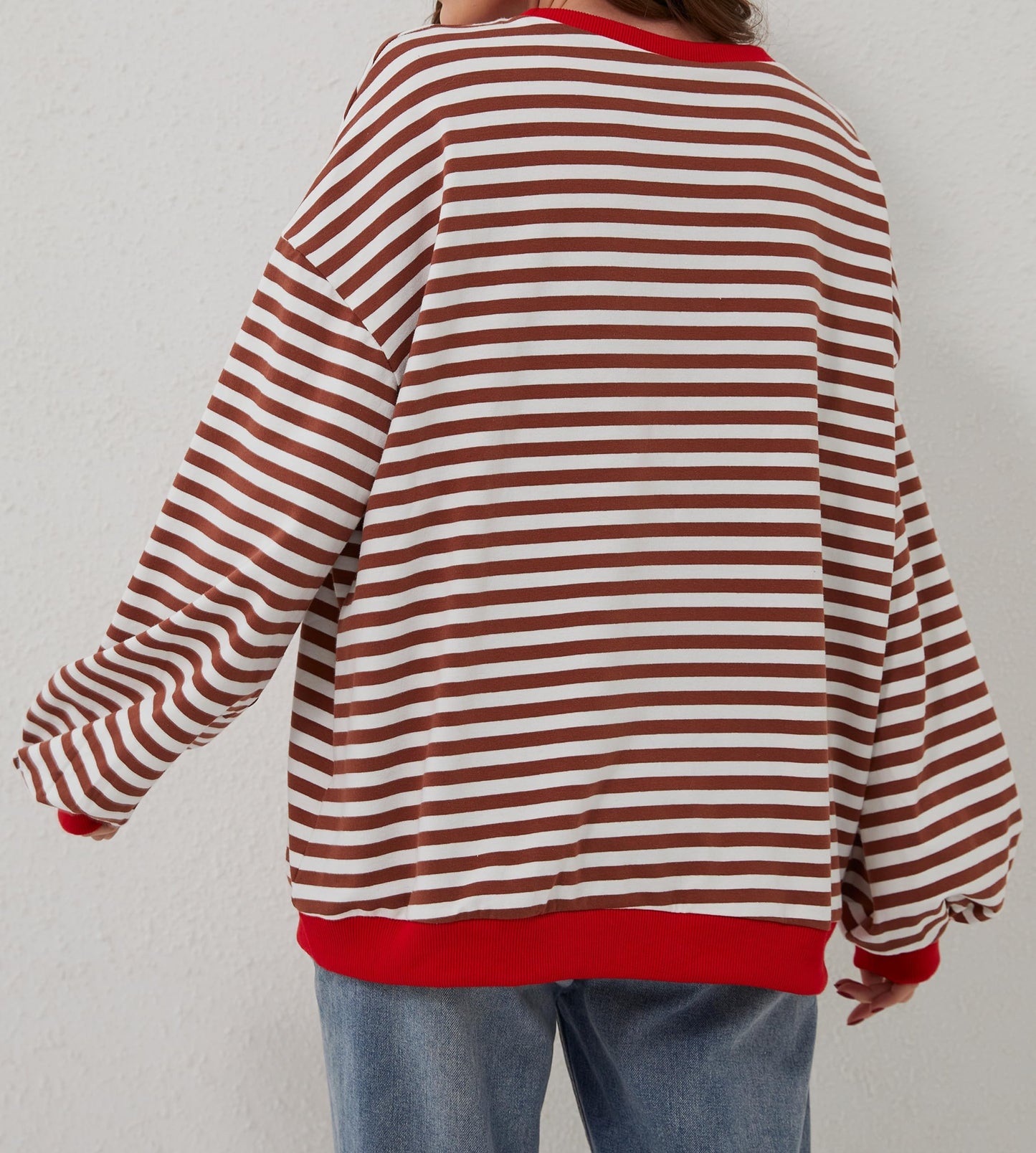 Striped Color Block Oversized Sweatshirt