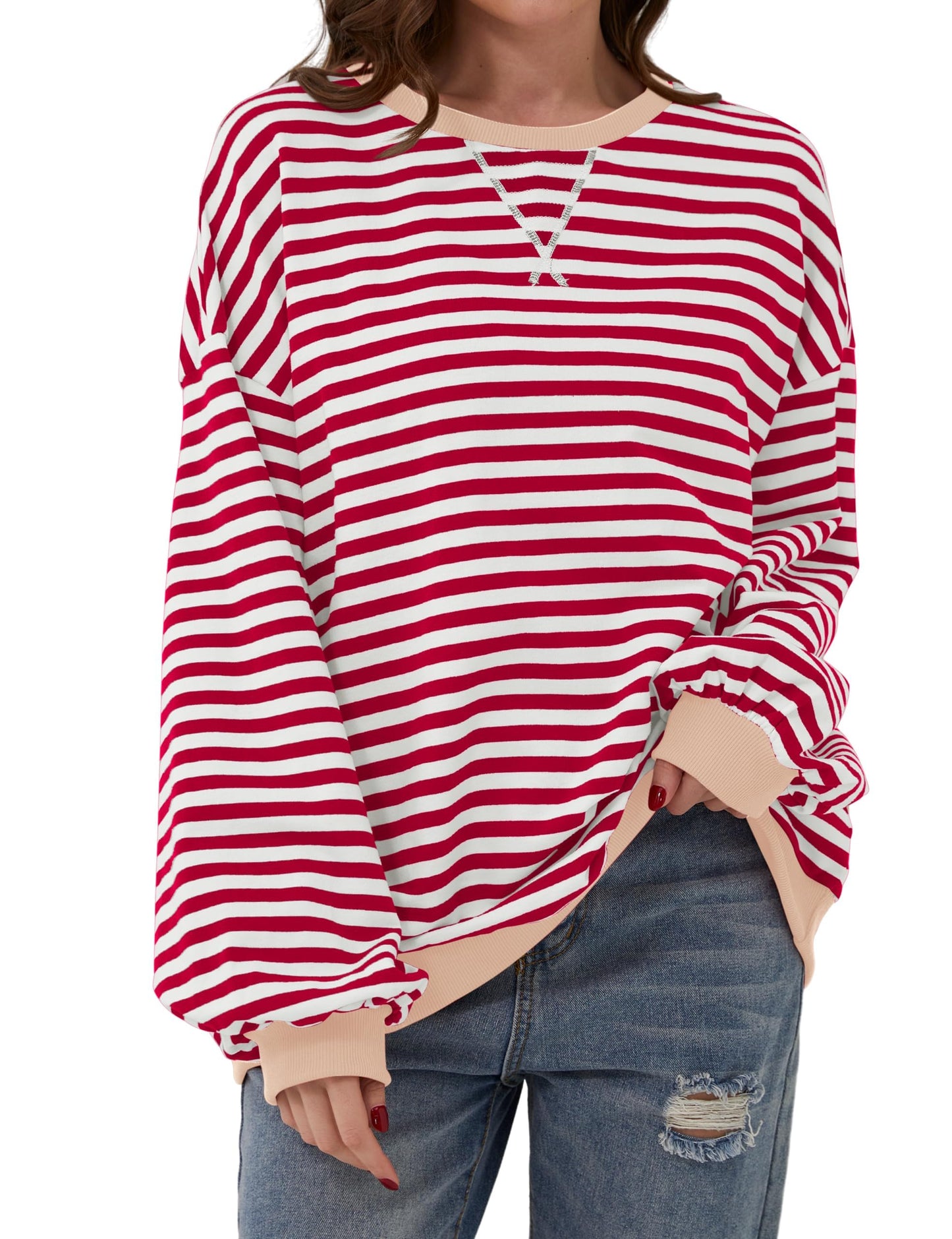 Striped Color Block Oversized Sweatshirt