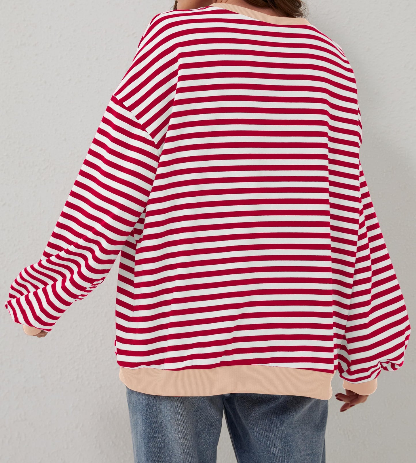 Striped Color Block Oversized Sweatshirt
