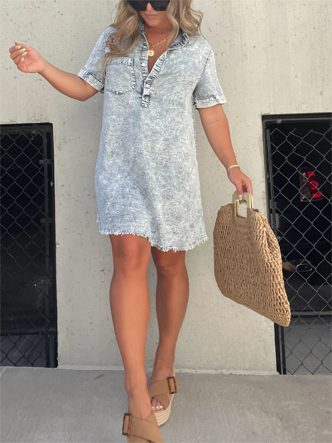 Women's Washed Shirt Dress