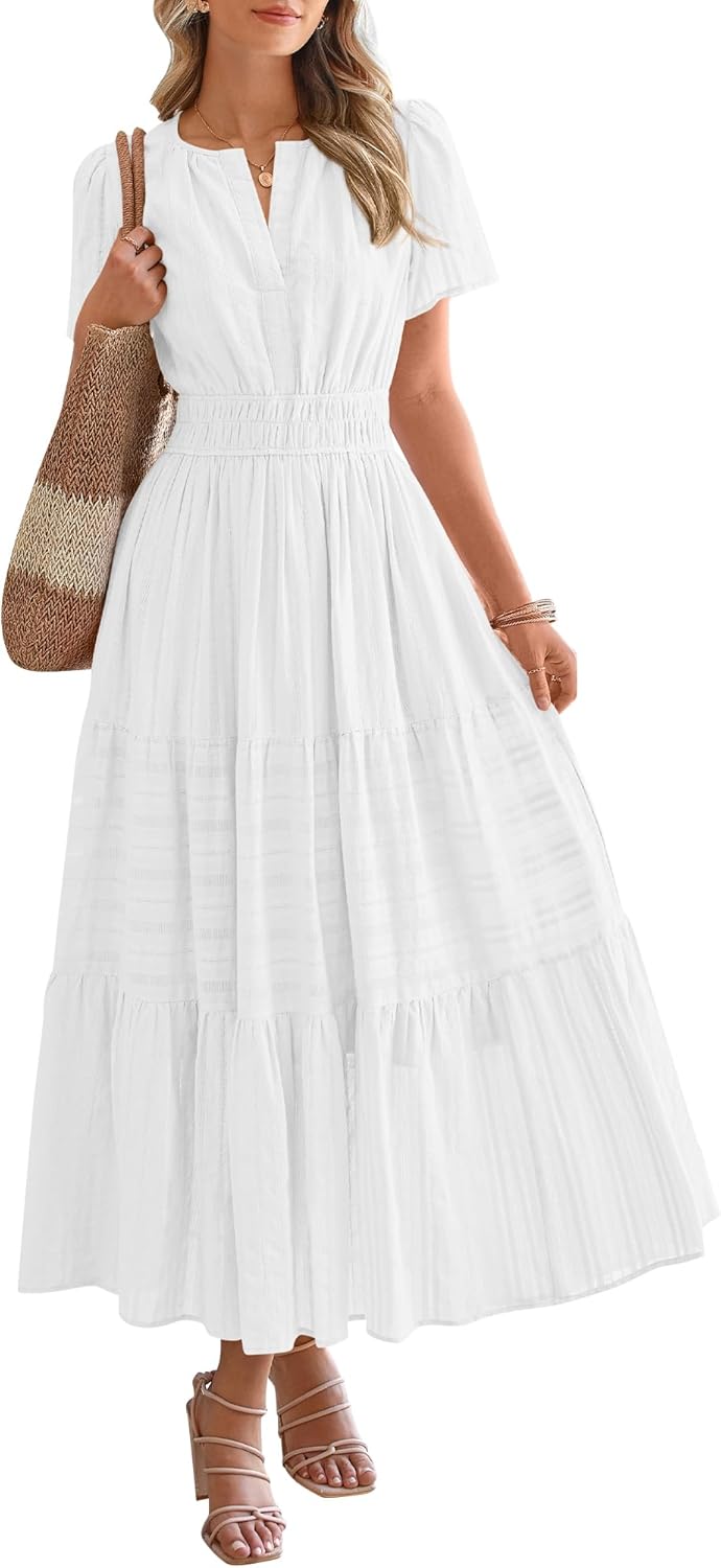 ✨Womens Summer Lightweight Short Sleeve V Casual Midi Maxi Dresses(BUY 2 FREE SHIPPING)