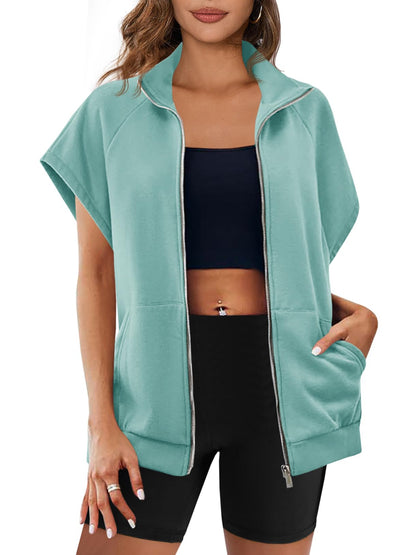 2024 Womens Zip Up Sweatshirts Sleeveless Oversized Sweatshirt(Buy 2 Free Shipping)