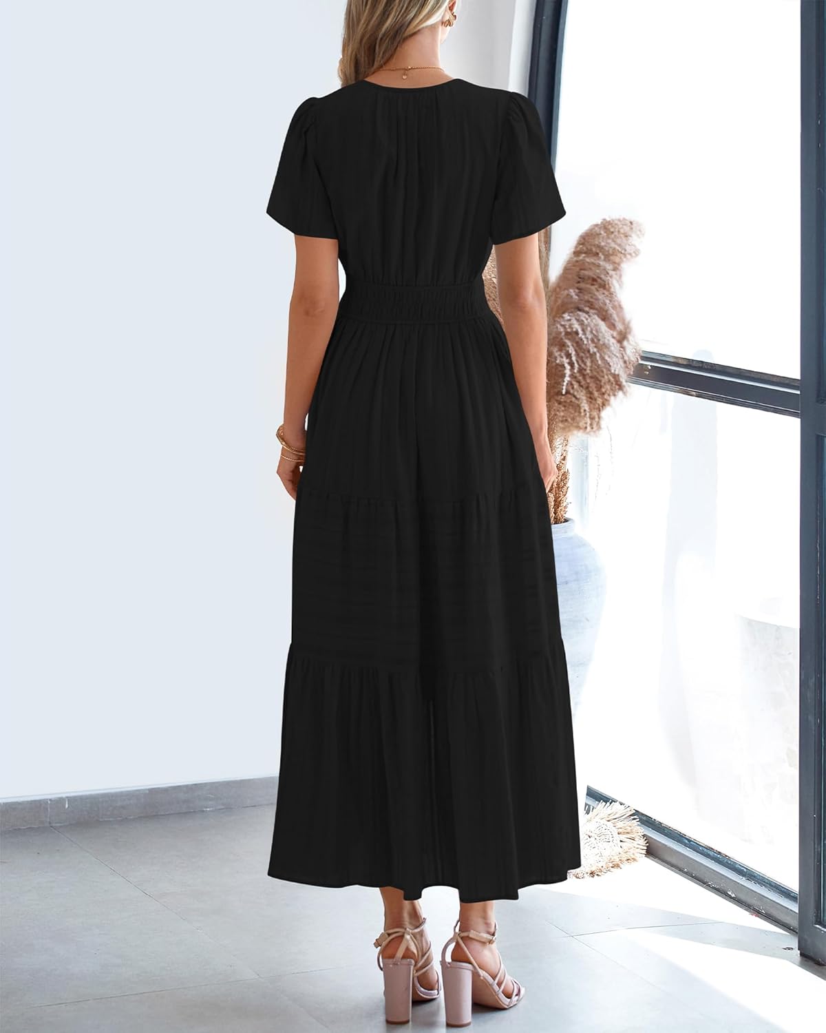 ✨Womens Summer Lightweight Short Sleeve V Casual Midi Maxi Dresses(BUY 2 FREE SHIPPING)