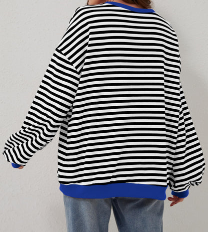 New🔥-Striped Color Block Oversized Sweatshirt (Buy 2 Free Shipping)