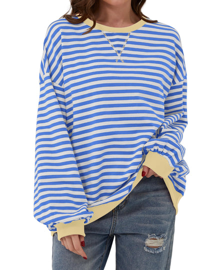 New🔥-Striped Color Block Oversized Sweatshirt (Buy 2 Free Shipping)