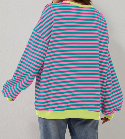 New🔥-Striped Color Block Oversized Sweatshirt (Buy 2 Free Shipping)