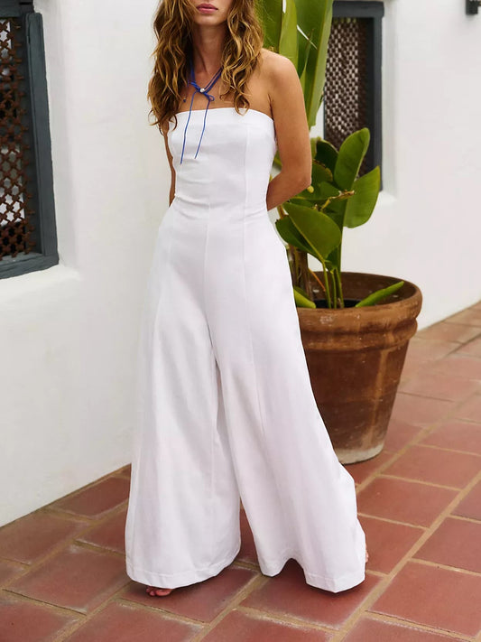 HOT SALE Tube Top High Waist Wide Leg Romper Jumpsuit (Buy 2 Free Shipping)