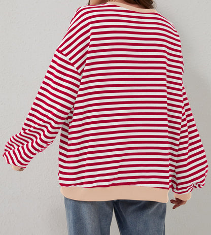 2024 Hot sale-triped Color Block Oversized Sweatshirt (Buy 2 Free Shipping)