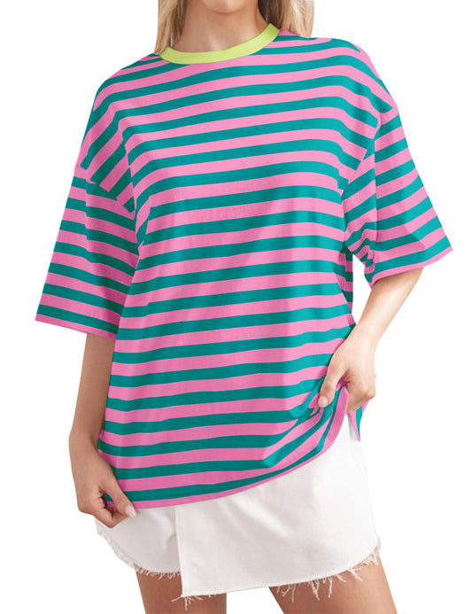 New🔥Women Oversized Striped Short Sleeve T-Shirts (Buy 2 Free Shipping)