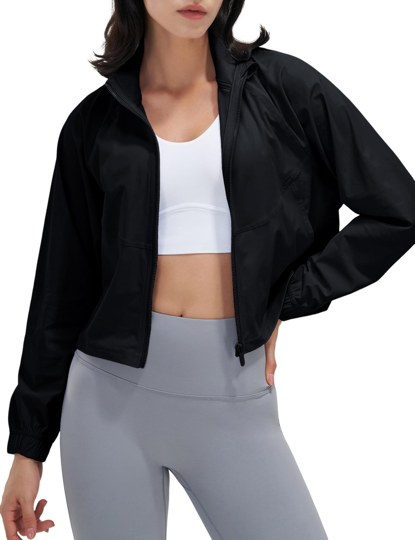 2024 Women's Sports Waisted Jacket Zipper Long Sleeve Fitness Top